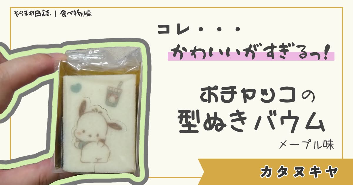 記事のアイキャッチ画像｜【推し活スイーツ】カタヌキヤ『ポチャッコ型ぬきバウム』が癒しすぎた話｜食べて・遊んで・整う体験 —